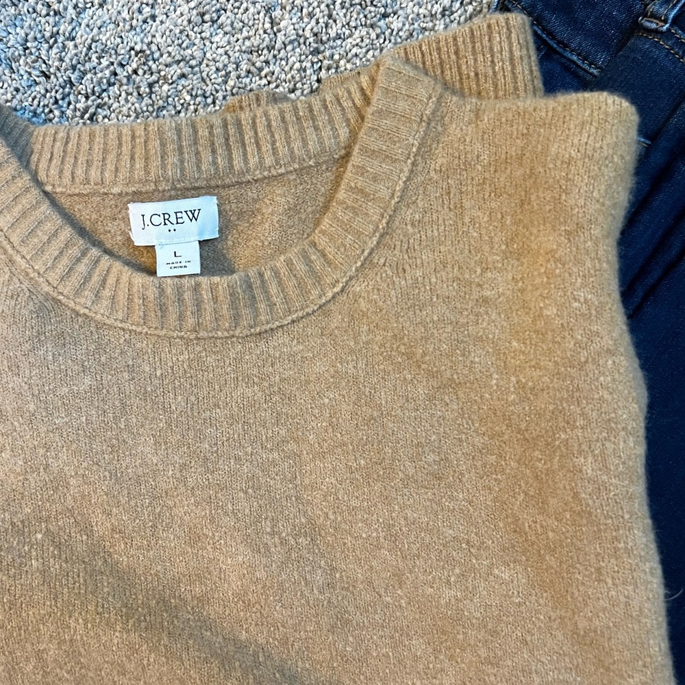 J. crew camel colored sweater, large.